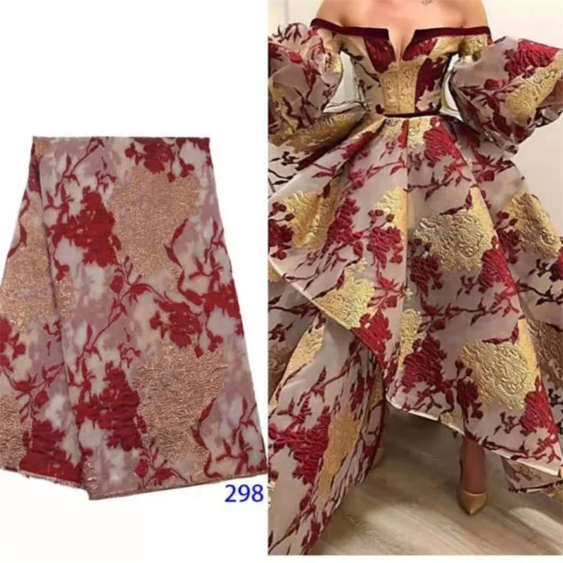 

Latest African Guinea Brocade Lace 2021 Fabrics French Jacquard Lace Fabric Embroidery Tulle Lace For Wedding Dress