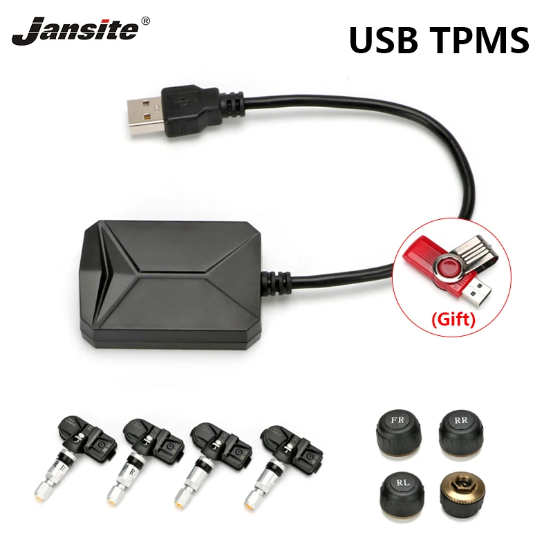 Jansite USB Android системы контроля давления в шинах шин Давление мониторинга Системы Беспроводной передачи 8 бар 116 фунтов/кв. дюйм сигнализации Системы 5V внутренних и внешних