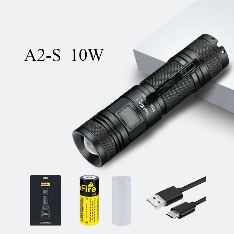 SupFire Flashlight Linterna LED Zoom Torch 26650 Flash Light Lanterna A2-S Powerful Flashlight Waterproof Camping Light 2000lm