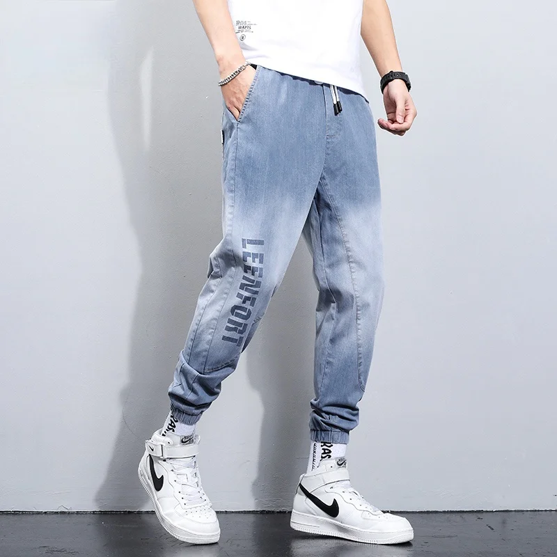 

Summer Men Cargo Harlan Pants Imitate Jeans Fashion Men's Streetwear Harajuku Style Casual Cotton Pants Hip Hop Trousers Male