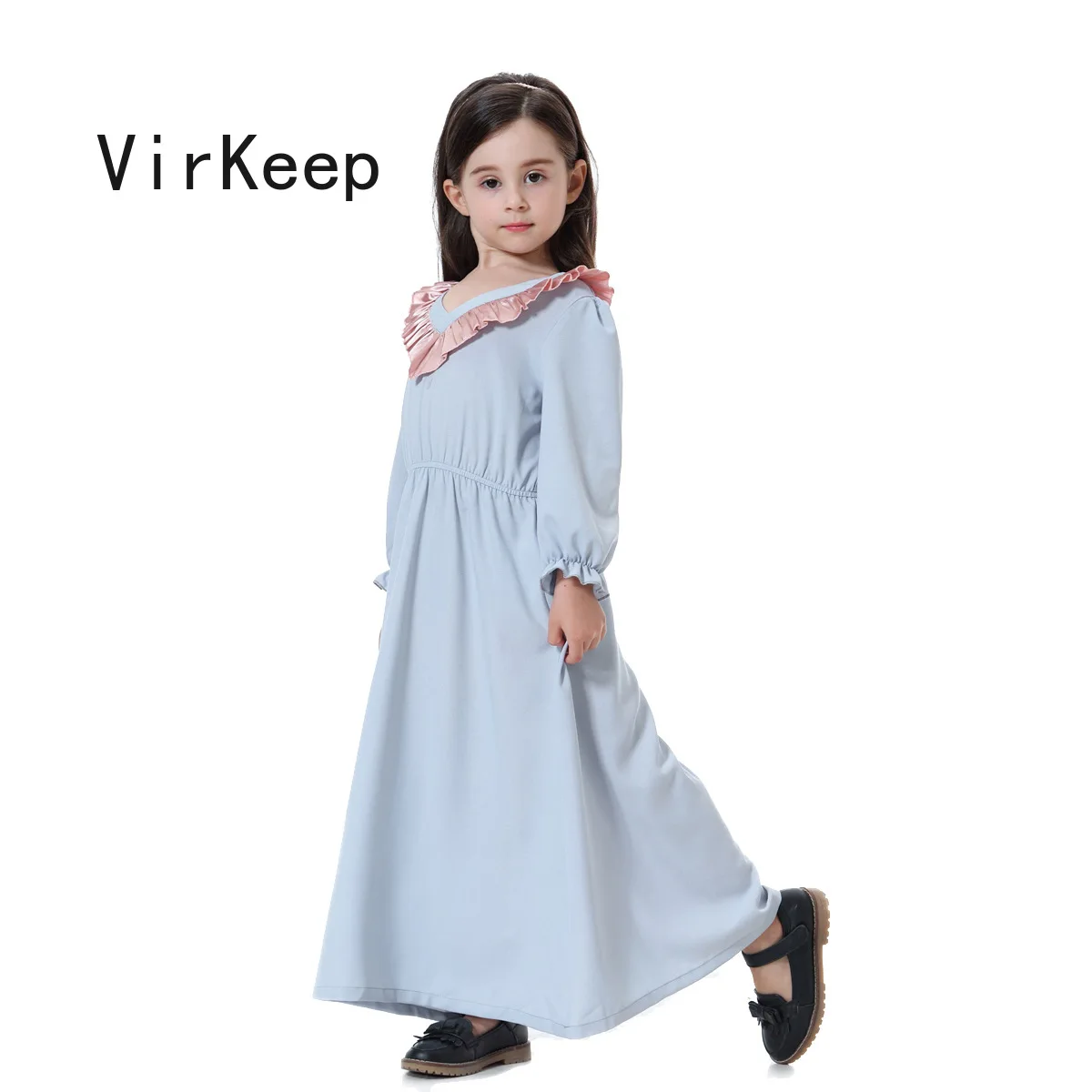

Cute girls printed maxi dress Children Abaya Kids Robe muslim Gowns Kimono dubai Jubah Ramadan Arabic Islamic garment VKDR2480