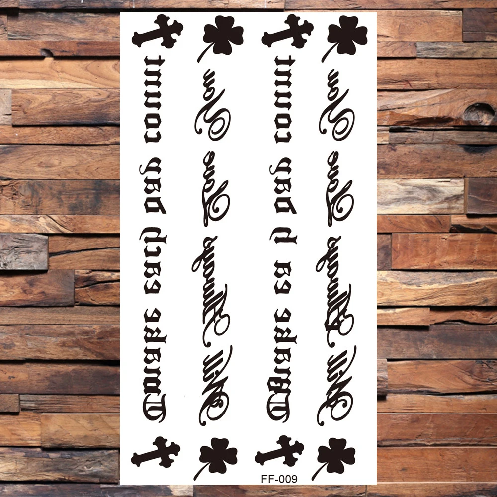 Черные Временные татуировки для женщин и мужчин английские слова искусственные