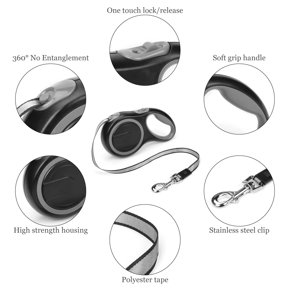 

High Qulity Dog Leash Automatic Retractable 8M Long For Large Dog Extending Puppy Small Pet Dog Durable Traction Rope Lead Belt