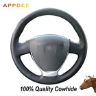 Кожаный чехол APPDEE для Lada Granta чехол рулевого колеса автомобиля-2018, Priora 2 2019-2013, натуральная кожа, черный, прошитый вручную