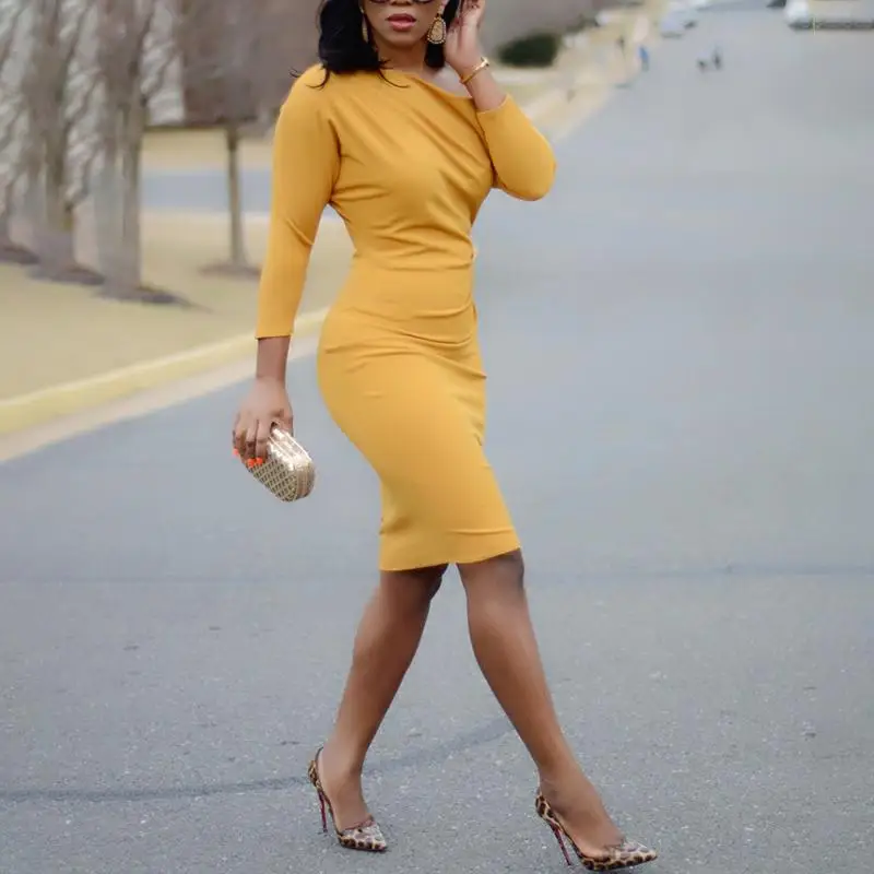 Женское Элегантное повседневное модное облегающее офисное платье для вечерние