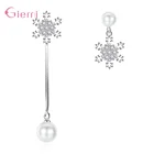 Женские асимметричные серьги-капли из стерлингового серебра 925 пробы с красивыми снежинками и яркими бусинами, оптовая продажа ювелирных изделий