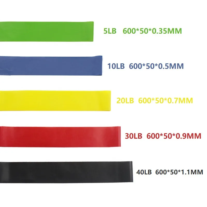 Эластичные резиновые ленты 5 цветов для фитнеса йоги пилатеса домашнего