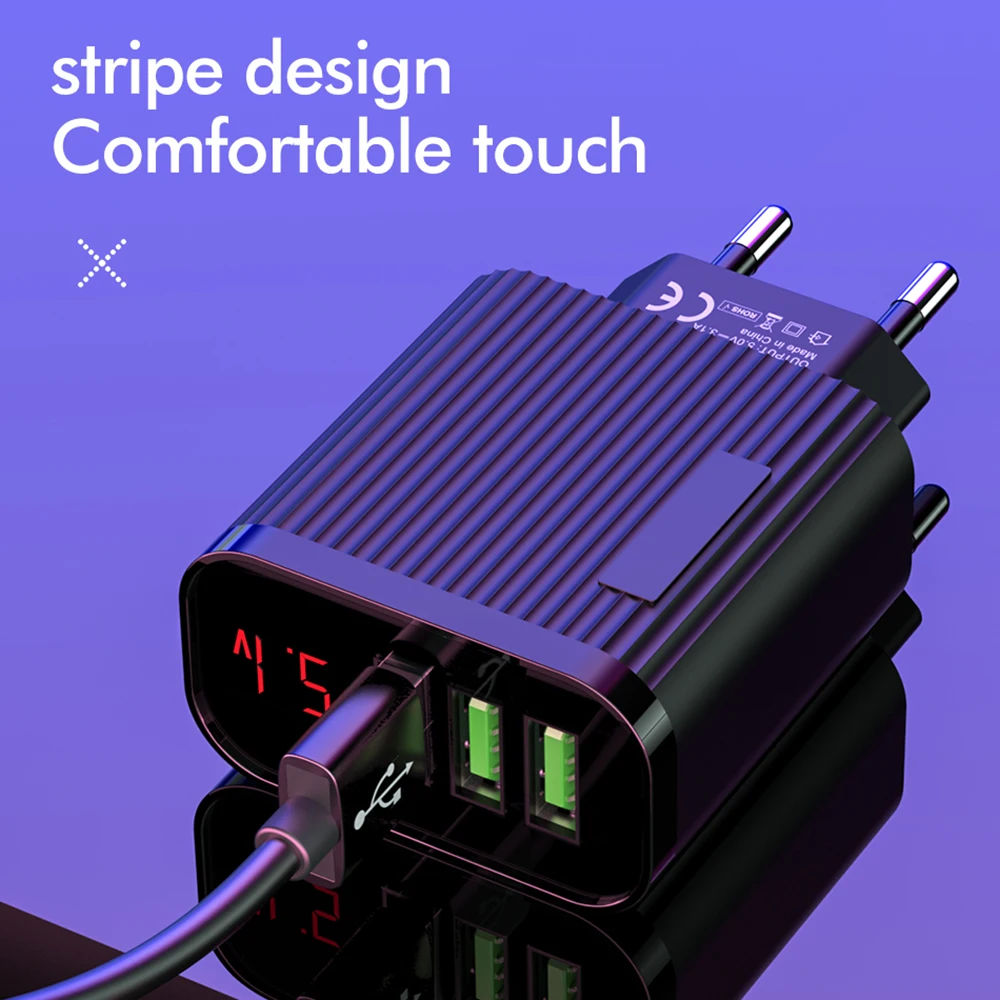 3 портовое USB зарядное устройство 3A Max цифровой светодиодный дисплей умное