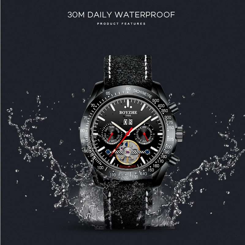 Часы BOYZHE Мужские механические Автоматические брендовые Роскошные спортивные