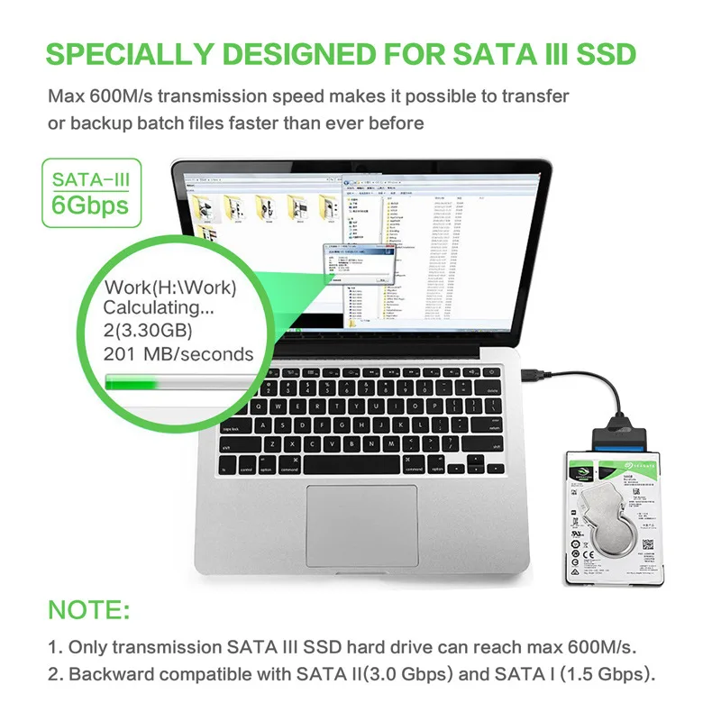 

LA127 Sata, adaptador Sata USB 3,0, adaptador de Cable Sata, 2,5 pulgadas o 3,5 pulgadas, disco duro externo SSD HDD BAILE