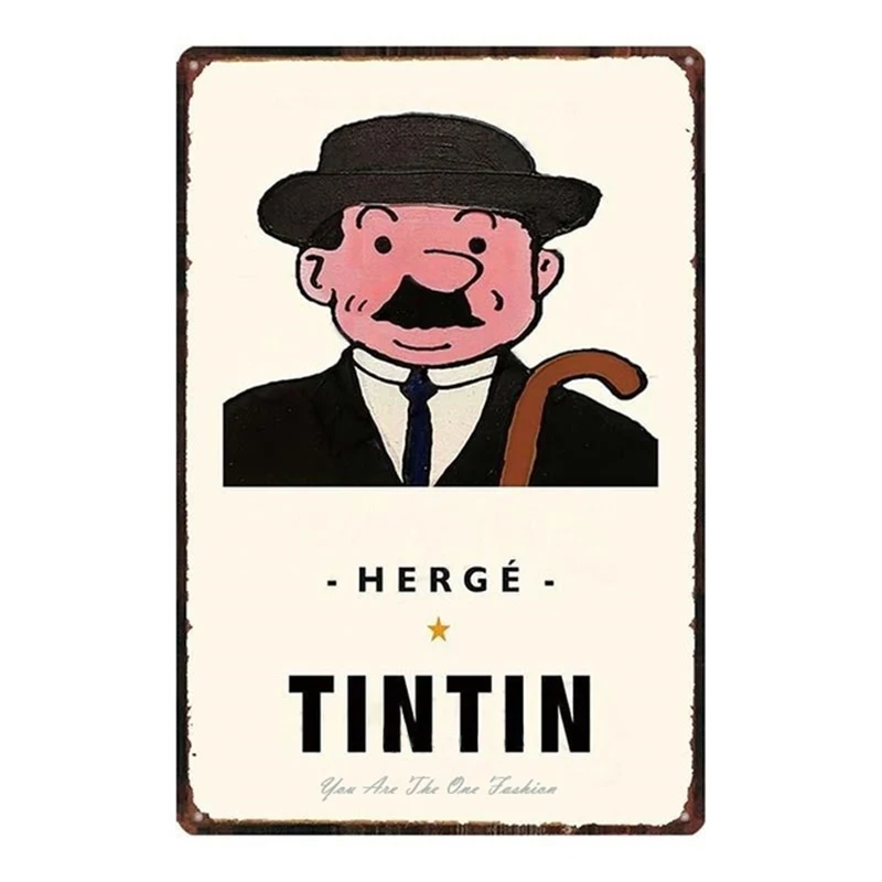 

Cartoon Anime Herge Aventure Tintin Sign Shabby Metal Tin Sign Art Wall Stickers Decor Bar Pub Home Iron Plate Painting Plaques