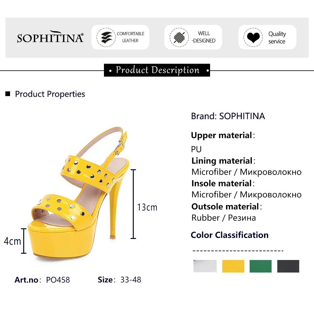 SOPHITINA Western Style Women Pumps New Buckle Strap Platform Rivet Decoration Fashionable Mature Shoes Thin Heels PO458 | Обувь