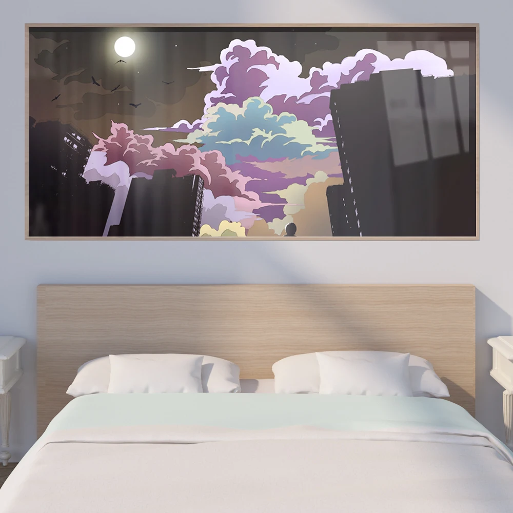 

Abstract canvas oil painting rainy night street view sunset landscape painting living room office corridor home decoration mural