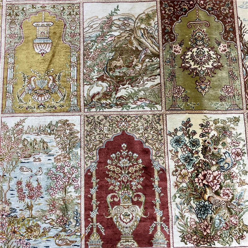 

5.5'x8' Geometry Silk Carpet for Living Room European Style Area Rugs Non-Slip Absorbent Bedroom Study Room Mat tapis