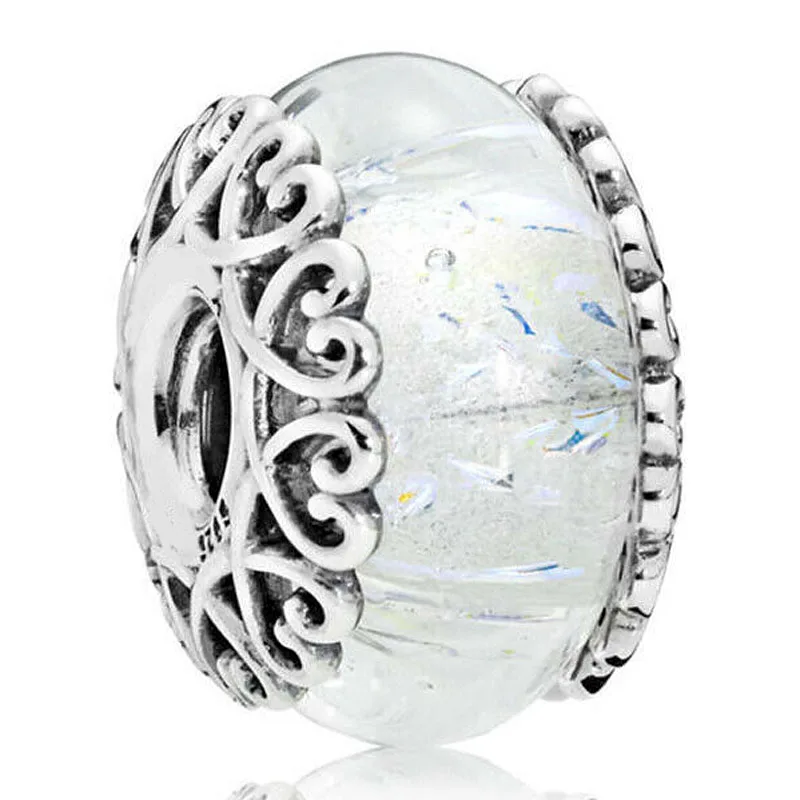 Grains Of Energy Royal Crown Clip Ridescent White Glass Murano Charm Jewelry Fit 925 Sterling Silver Bead Popular Bracelet | Украшения и