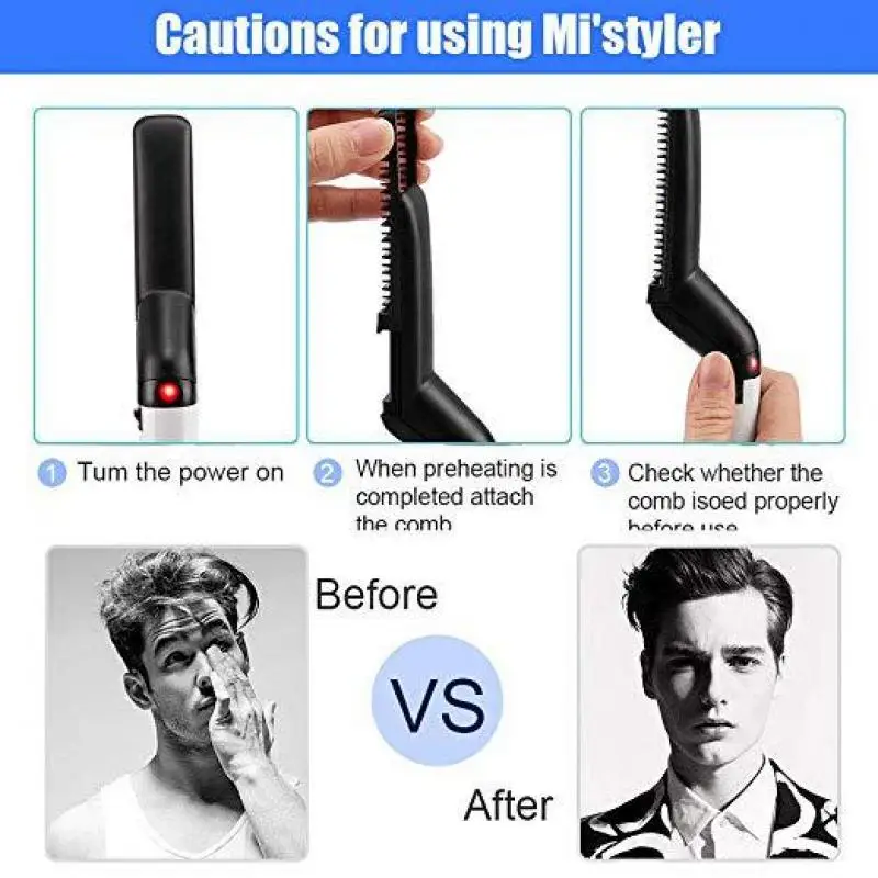 

PTC Heating Hair Multifunctional Hair and Beard Straightener Hair Straighten Electric Beard Straightening Comb Quick for Men