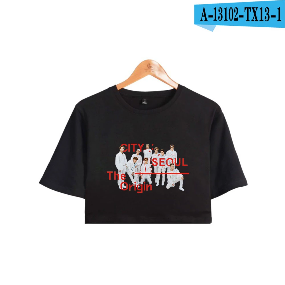 K-pop группа Nct 127 Для женщин Стильные топы летние шорты рукав футболки Новое поступление, горячая распродажа девочек Мода с вытянутым носом, T рубашки для мальчиков - Цвет: black