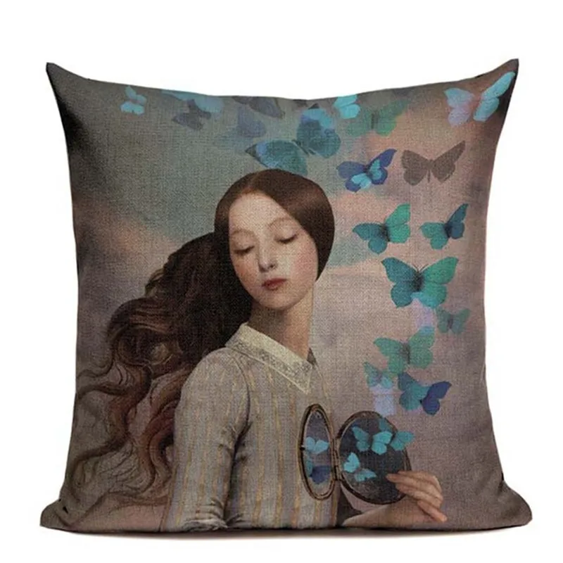 Городская одежда с изображением птицы для девочек цветочным рисунком подушка