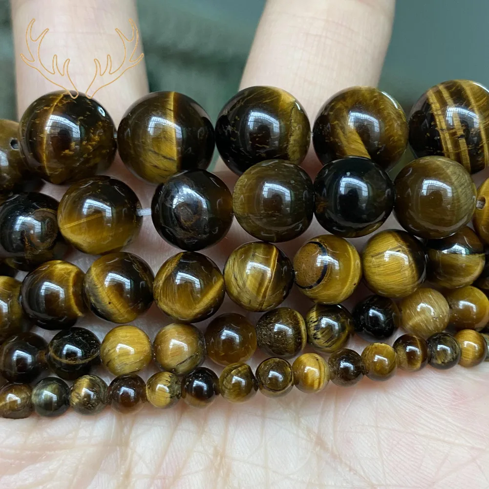 

A Natural Yellow Tiger Eye Stone Beads Round Loose Beads For Women Jewelry Making Diy Bracelet Necklace Charm Rings Accessories