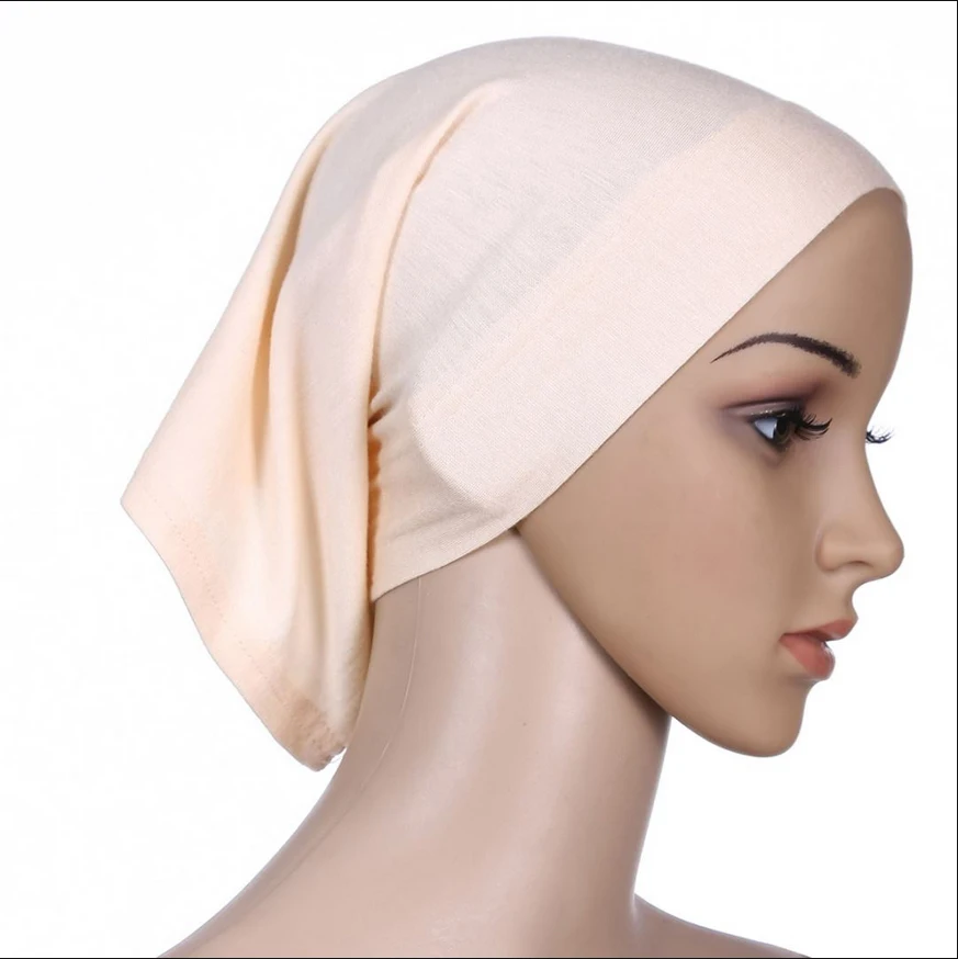 

Newest Islamic Muslim Women's Head Scarf Cotton Underscarf Hijab Cover Bonnet Plain Hijabs Headwrap 2021