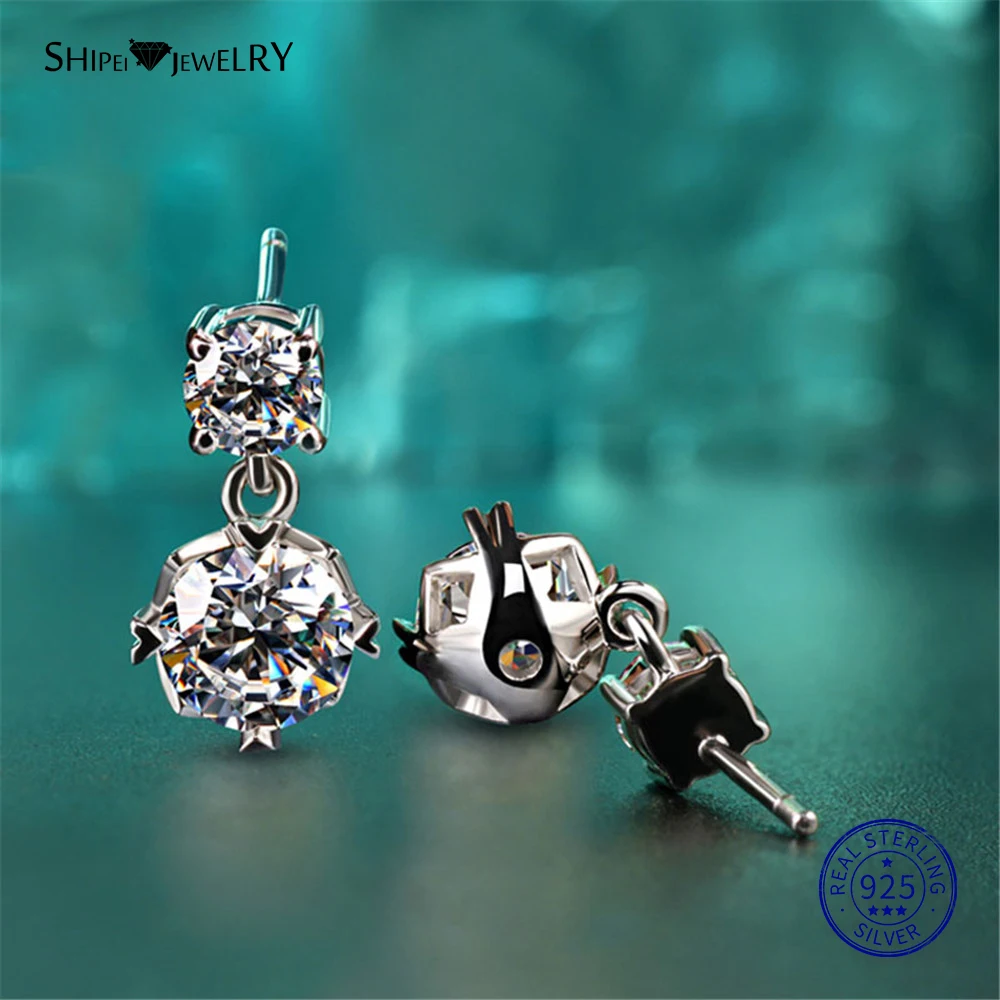 Серьги-подвески женские из серебра 100% пробы с белым золотом и сапфиром |