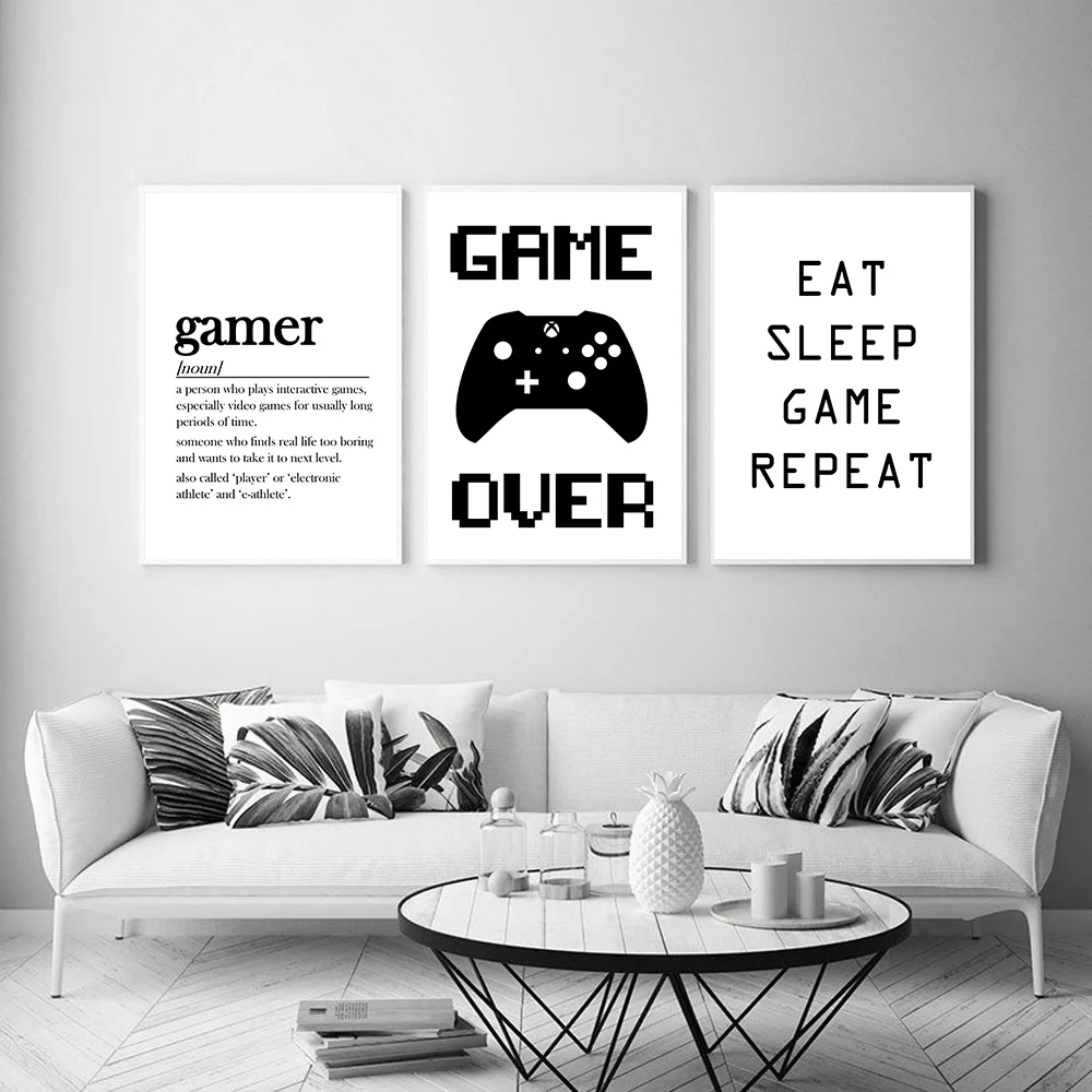 

Boys Wall Art Paintings Home Decoration Gamer Quotes Defintion Canvas Pictures Prints and Posters Decoration for Kids Bedroom