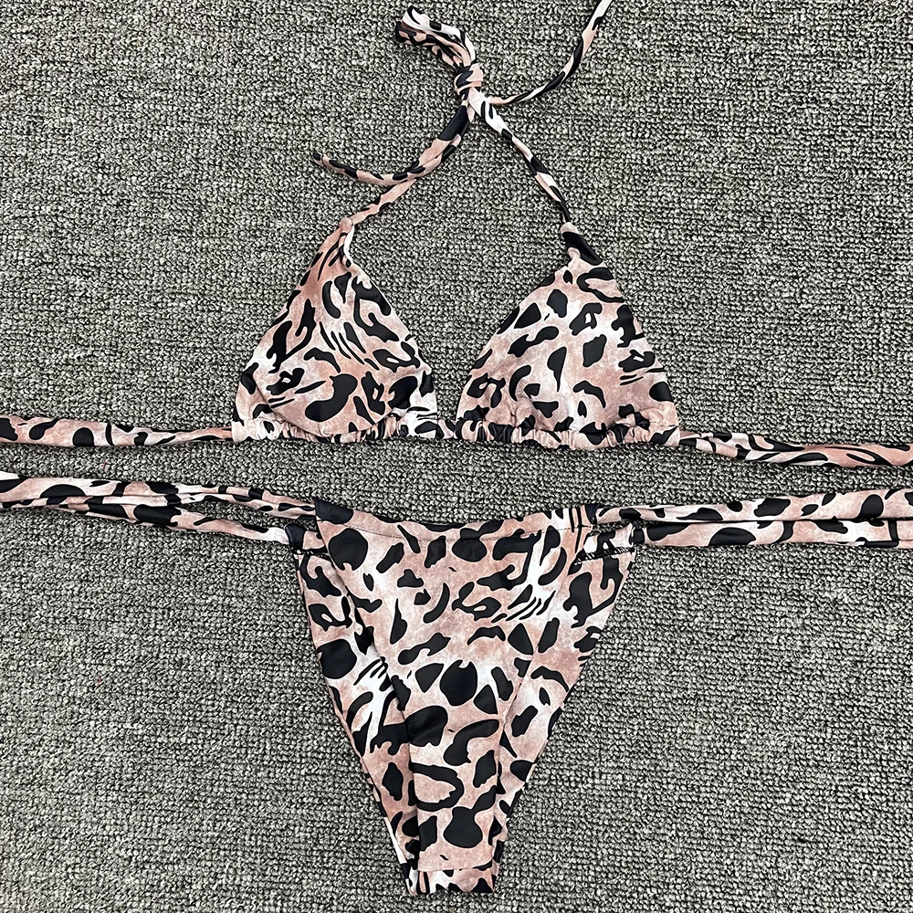

Women Triangle Bikinis Sexy Two Piece Swimwear Leopard Brazilian Bikini Set Summer Beach Swimsuit Bathing Suit