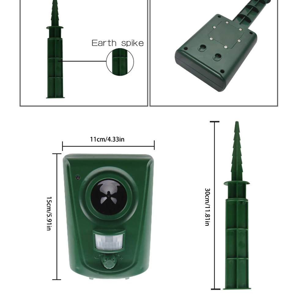 

Garden Ultrasonic PIR Sensor Solar Animal Repeller Strong Flashlight Bird Eco-friendly Solar Powered Garden Pest Animal Repeller