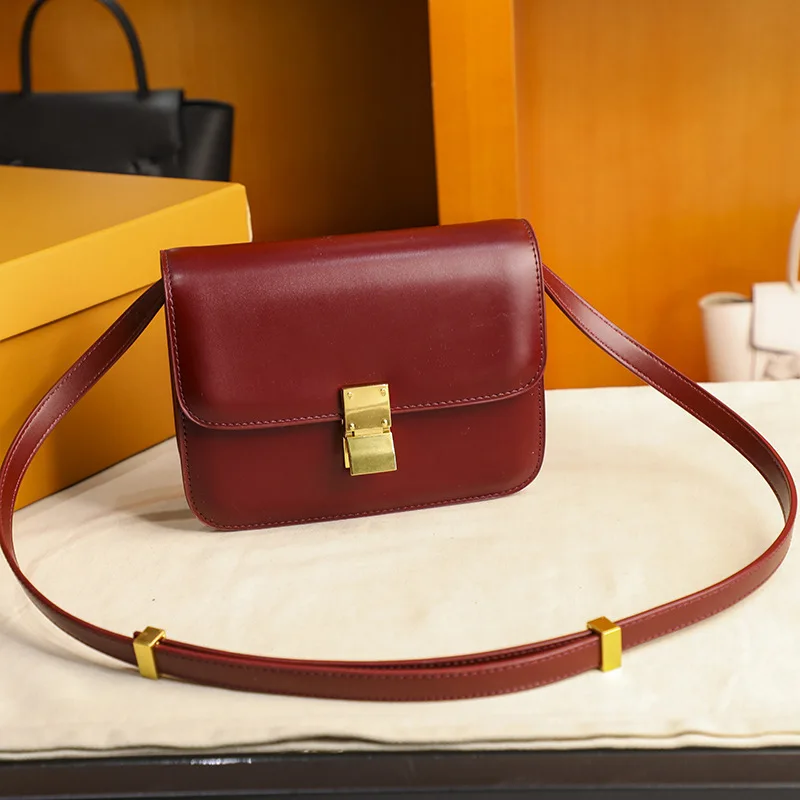 

Vintage Box Genuine Leather Women Crossbody Bags Lock Design Ladies Flap High Quality Female Shoulder Bags Autumn 2020