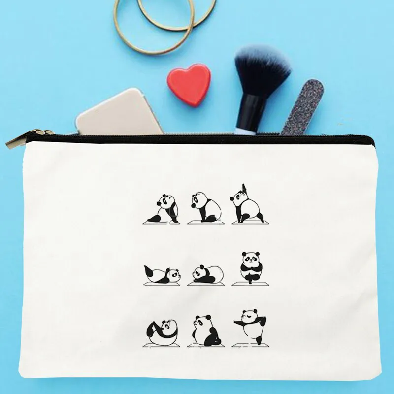 

Women Pandas Yoga Printed Make up bag Fashion Women Cosmetics Organizer Bag for Travel Colorful Storage Bag for Lady Bag