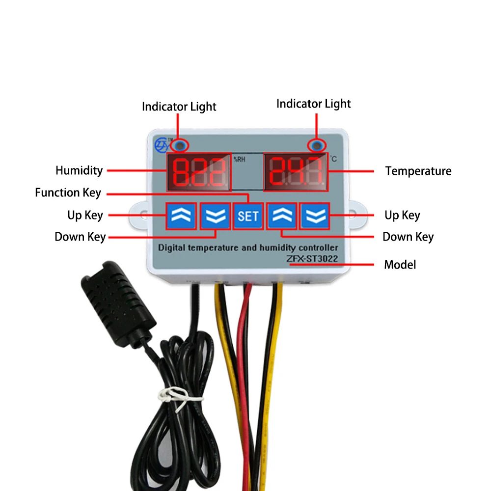 ZFX-ST3022 Temperature Humidity Controller Digital Dual Display Thermostat Humidistat for Freezer Fridge Hatching | Инструменты