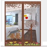 cartoon coffee bear summer anti mosquito fly bug insect magnetic door curtains net automatic closing bedroom high density mesh