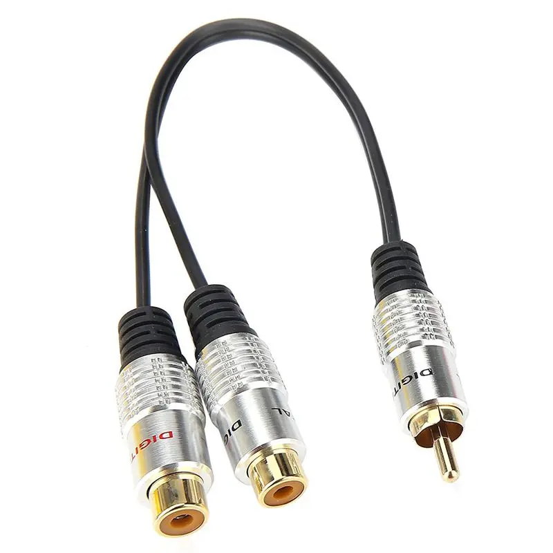 Металлический RCA Женский к двойному 2-RCA Мужской позолоченный адаптер стерео