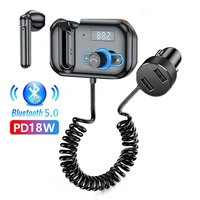 bluetooth 5 0 headset fm modulator transmitter car wireless fm radio pd18w fast charger hands free mp3 music player receiver