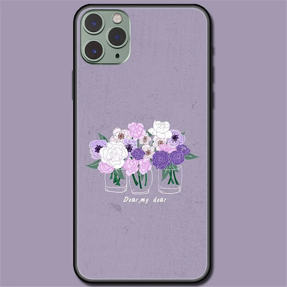 Для Iphone11Pro 11 XS XR 8Plus 8 6s Se2 чехол в Корейском стиле Цветы Силиконовый ТПУ мягкий