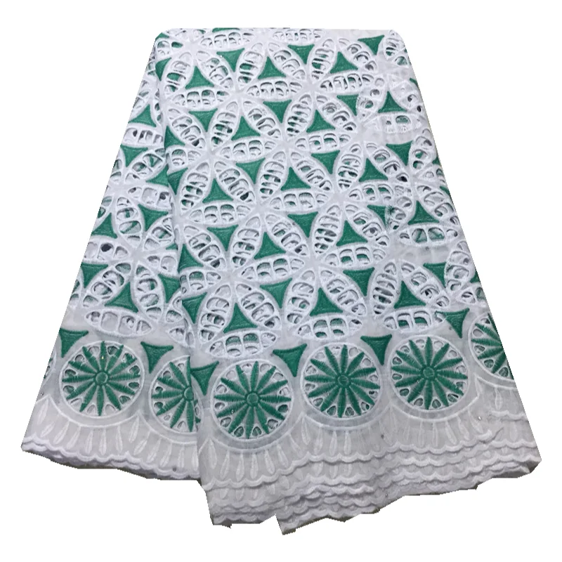 

Latest High Quality Nigeria 100% Cotton Lace fabric with Stone Punch Cotton embroidery Swiss Voile in Lace Switzerland for Dress