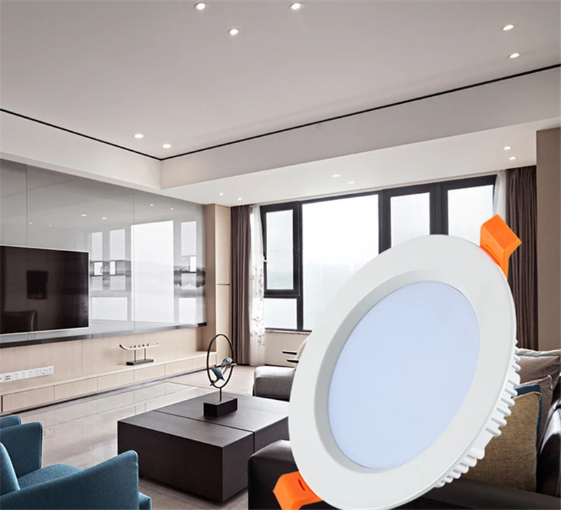 Светодиодный вниз светильник 220V LED пятно света светодиодный вниз светильник с регулируемой яркостью, 3 Вт, 5 Вт, 7 Вт, 9 Вт, 12 Вт светодиодные утопленный ультратонкое естественное освещение CRI> 80 светодиодный потолочный светильник светодиодный-лампа с плафоном