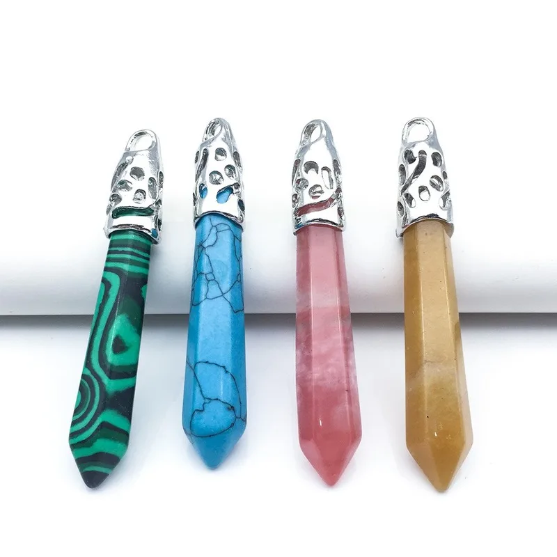 Длинная подвеска из натурального драгоценного камня Маятник лунного с острым