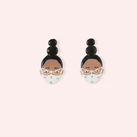 cartoon girl portrait earrings woman wearing masks earrings personality earrings for women girls trend accessories jewelry