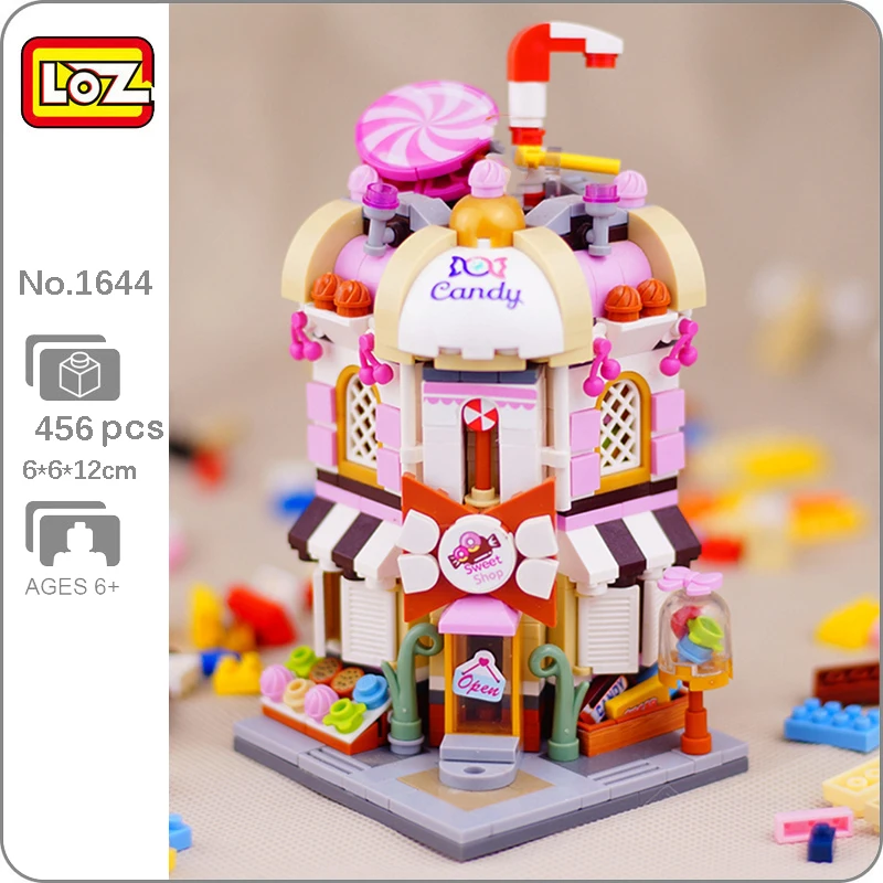 

LOZ 1644 City Street Lollipop Candy Sweet Sugar Shop Store Architecture DIY Mini Blocks Bricks Building Toy for Children no Box