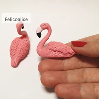 2pcs resin big pink flamingo charms 3d craft pendants for diy necklace keychain earring accessories jewelry making 3346mm