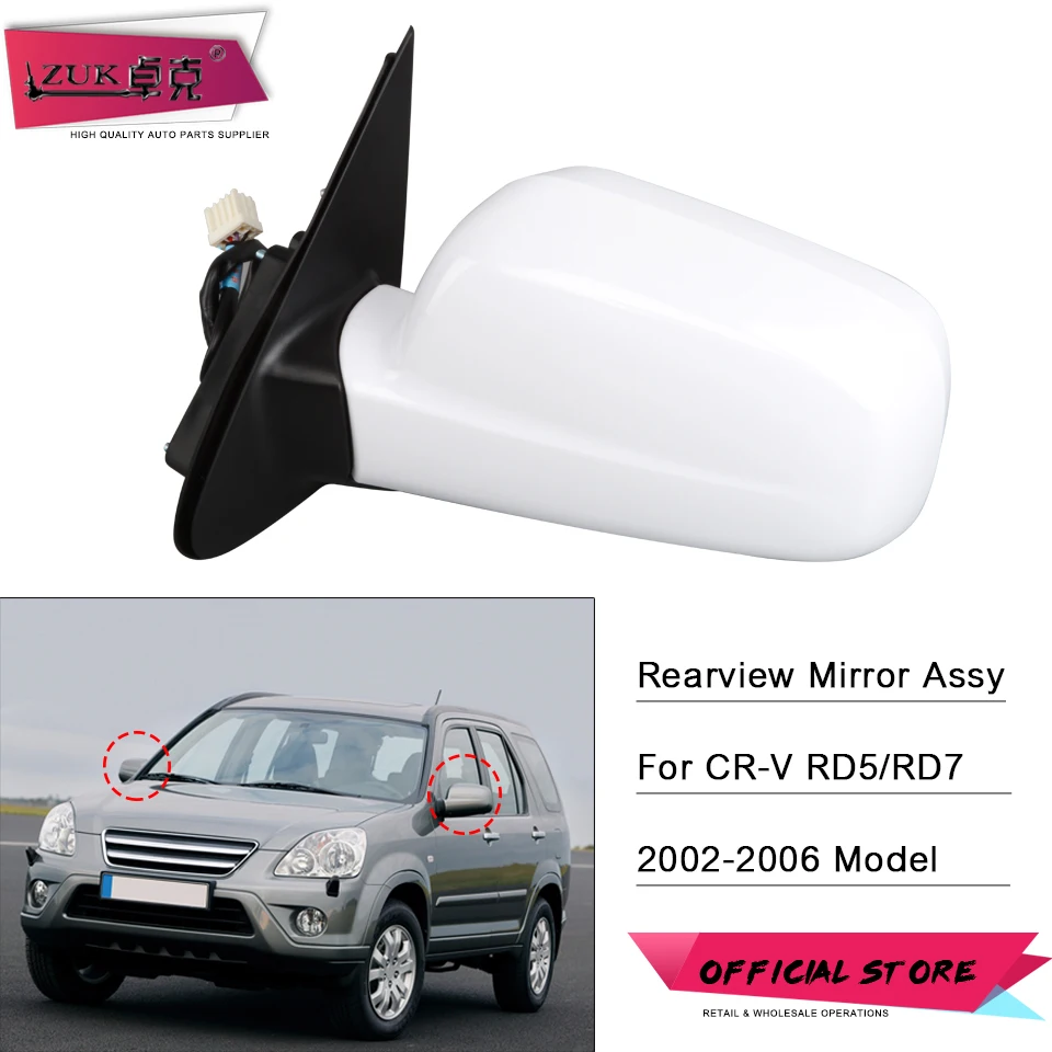 

ZUK Внешнее боковое зеркало заднего вида в сборе для HONDA CRV CR-V 2002 2003 2004 2005 2006 RD5 RD7 3-контактные/5-контакты с подогревом