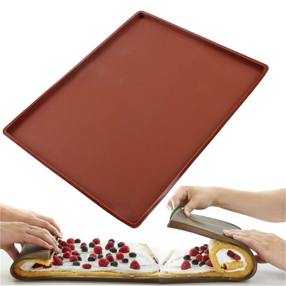 

Multifunctional Silicone Cake Roll Mat Bakeware Tray Pan Painted Pad Pastry Swiss Roll Baking Mold Tool for Kitchen Accessories