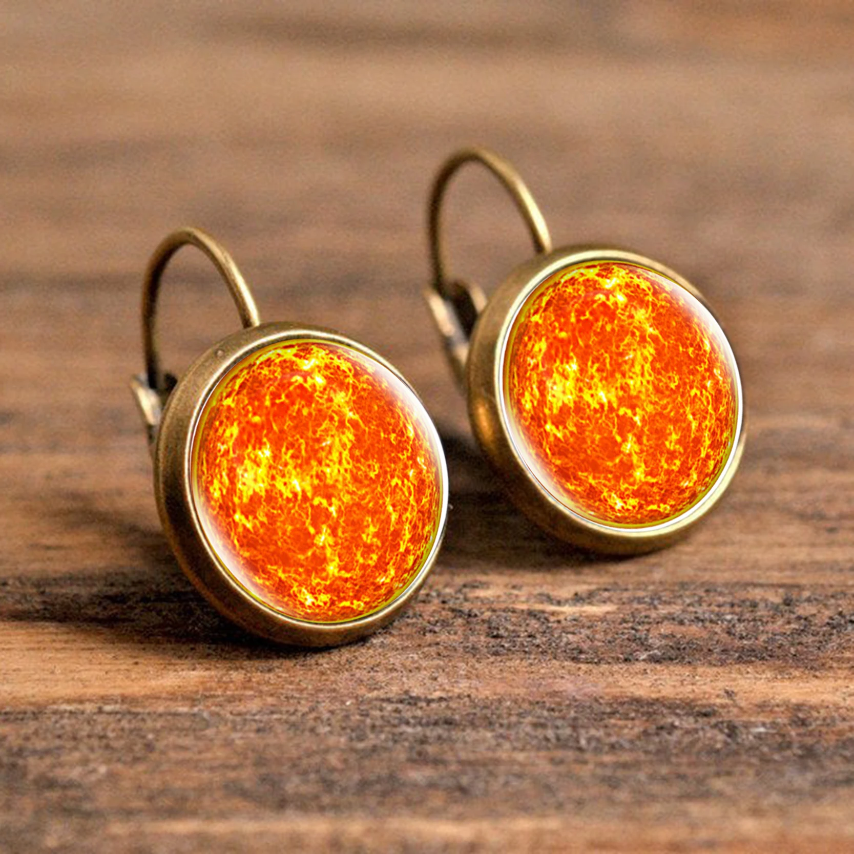 

2021 New Fashion Jewelry Galaxy Space Stud Earrings Glass Cabochon Mercury Planet Art Photo Dome Round Earrings Girl Women Gifts