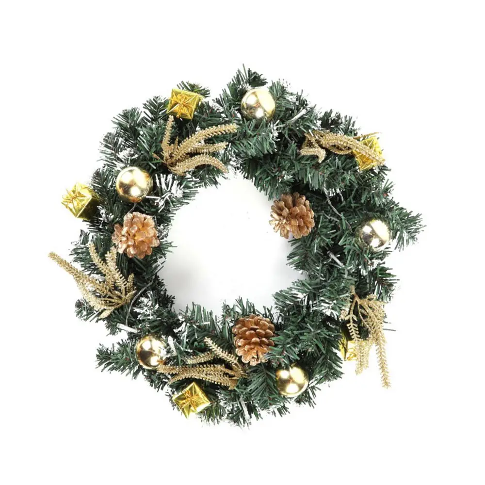 

30CM Wreath For Front Door Christmas Wreath With Led Light String Decors Christmas Decorations For Home Navida New Year 2022