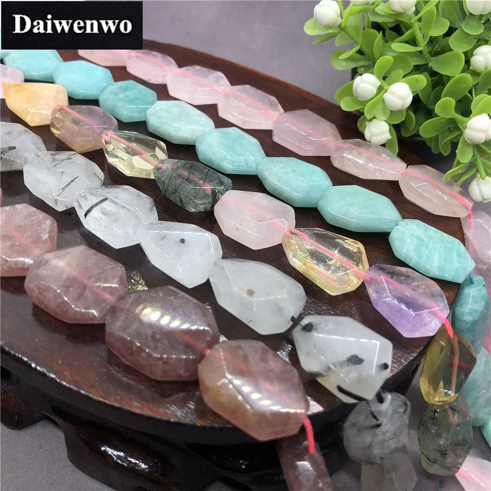 Natural Strawberry Black Hair Colorful Rose Quartz Amazonite Geometric Beads Diy |