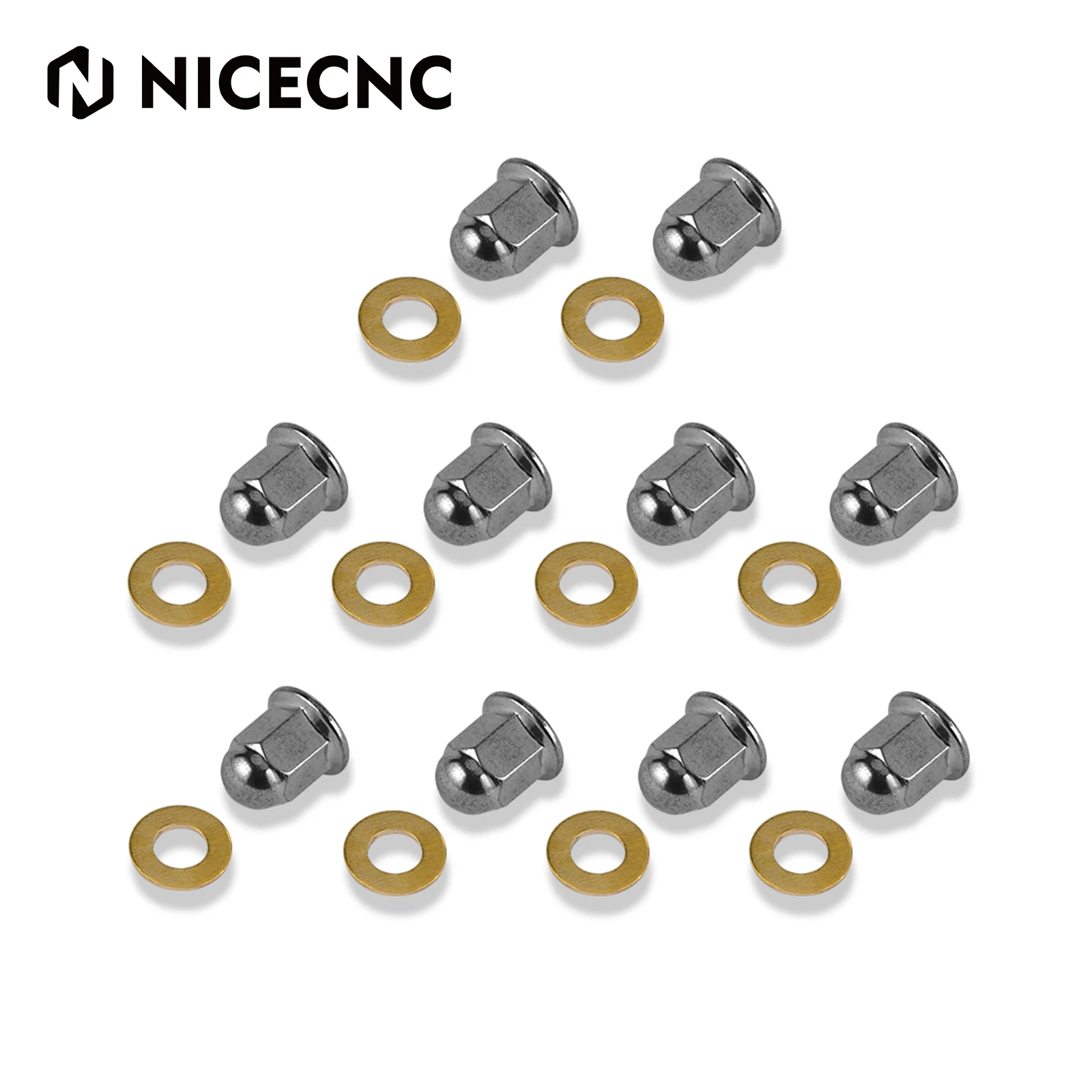 

NICECNC M8 Polished Acorn Head Nuts Washers For Yamaha Banshee 350 YFZ350 YFZ 1987 - 2006 1988 1989 1990 1991 1992 1993 1994
