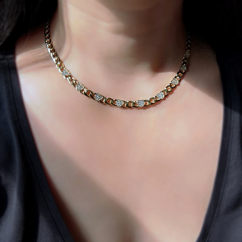 Винтажный чокер в форме сердца для женщин ожерелье с кубическим цирконием