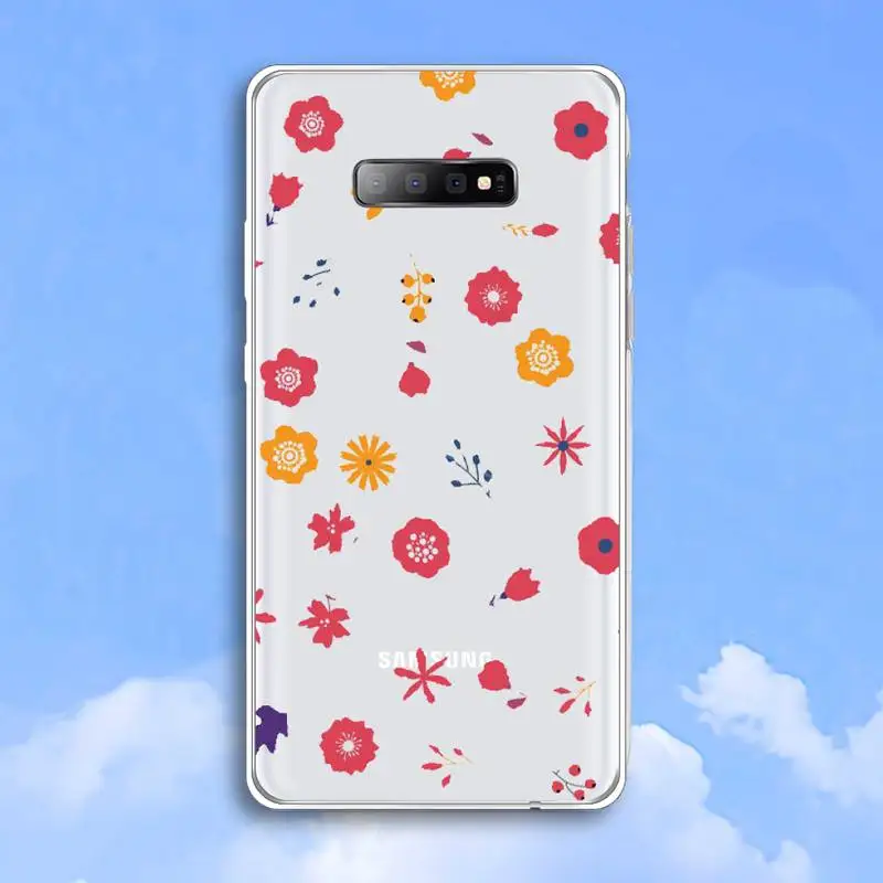 

Cartoon Colorful Flower Phone Case Transparent For Samsung Galaxy A 71 21s S note 8 9 10 plus 20 ultra