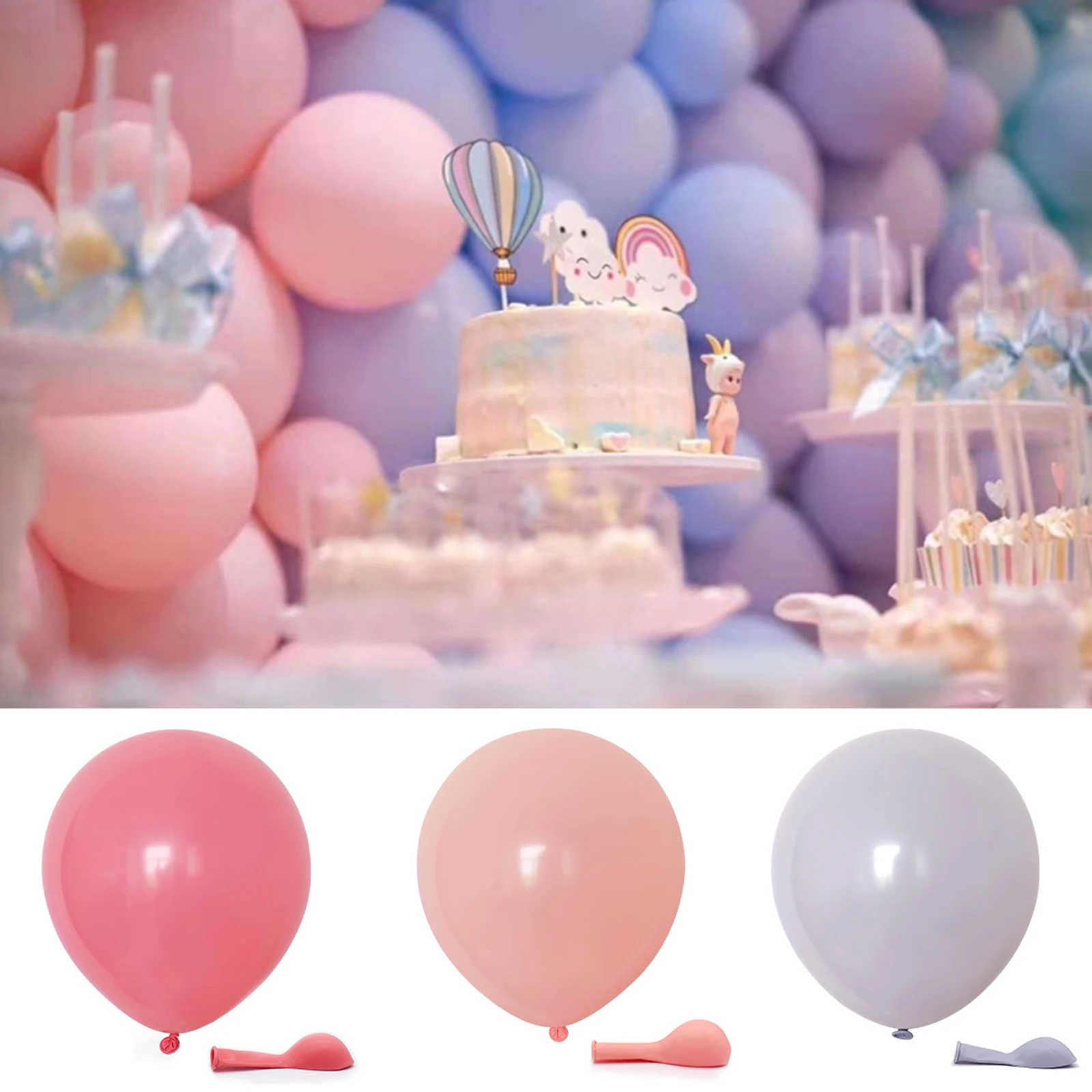 

100 PCS Macaron Color Decoration Balloon Large Reusable Latex Balloon for Wedding Birthday Party Solid Color 10inch GHS9